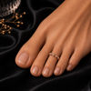 Rose Gold Beaded Border Silver Toe Ring Set